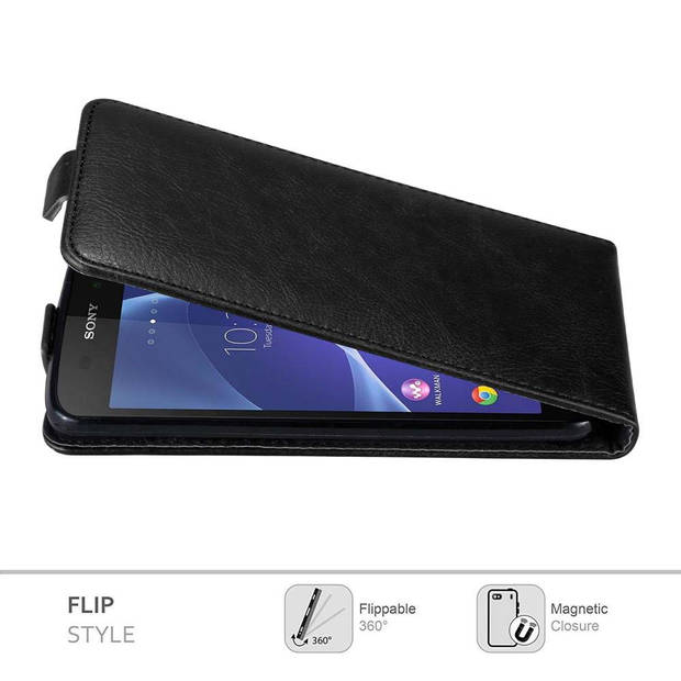 Cadorabo Hoesje geschikt voor Sony Xperia Z3 in ZWARTE NACHT - Beschermhoes Flip Case Cover magnetische sluiting