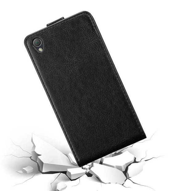 Cadorabo Hoesje geschikt voor Sony Xperia Z3 in ZWARTE NACHT - Beschermhoes Flip Case Cover magnetische sluiting