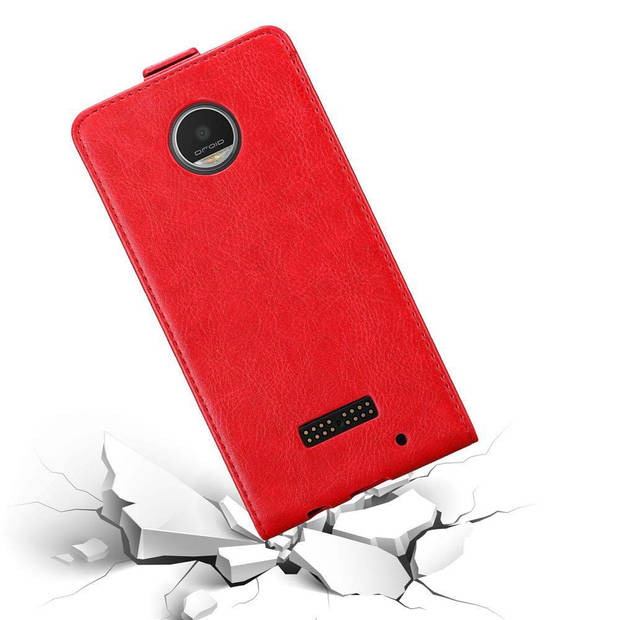 Cadorabo Hoesje geschikt voor Motorola MOTO Z PLAY in APPEL ROOD - Beschermhoes Flip Case Cover magnetische sluiting