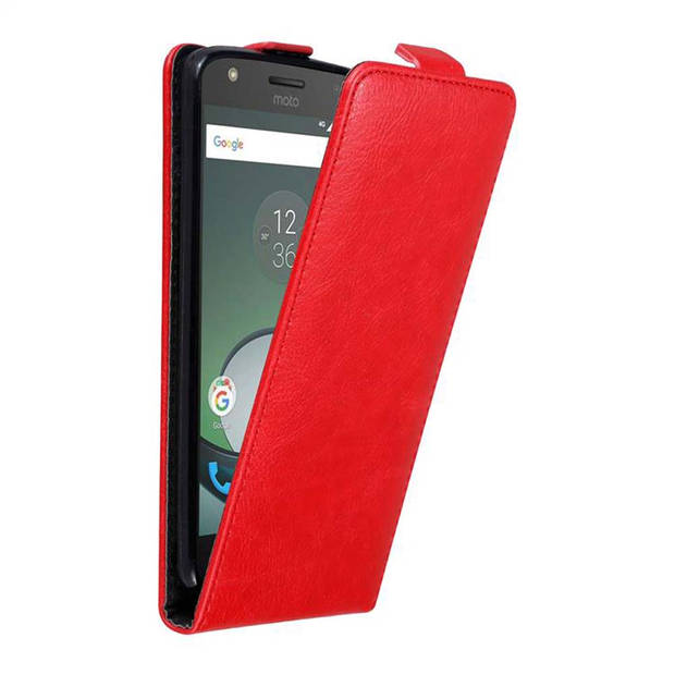 Cadorabo Hoesje geschikt voor Motorola MOTO Z PLAY in APPEL ROOD - Beschermhoes Flip Case Cover magnetische sluiting