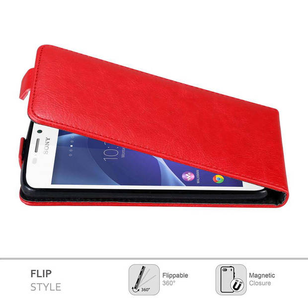 Cadorabo Hoesje geschikt voor Sony Xperia M2 / M2 AQUA in APPEL ROOD - Beschermhoes Flip Case Cover magnetische sluiting