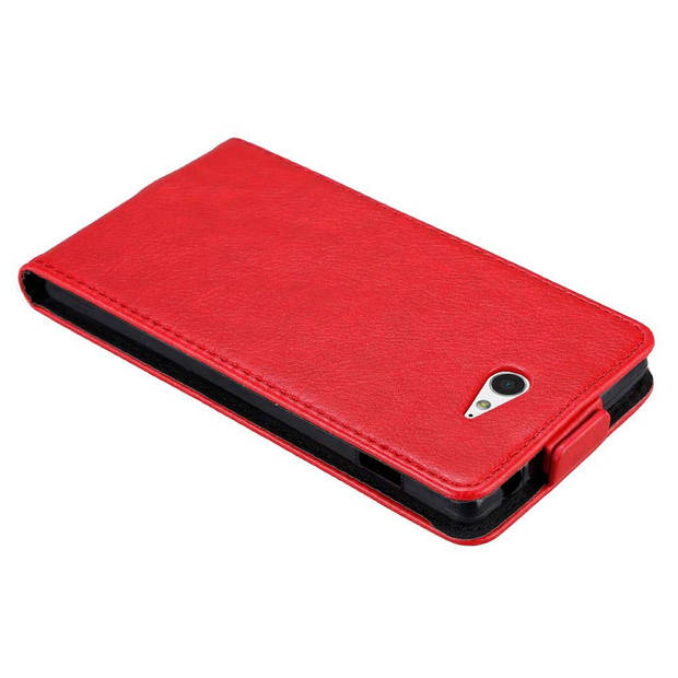 Cadorabo Hoesje geschikt voor Sony Xperia M2 / M2 AQUA in APPEL ROOD - Beschermhoes Flip Case Cover magnetische sluiting