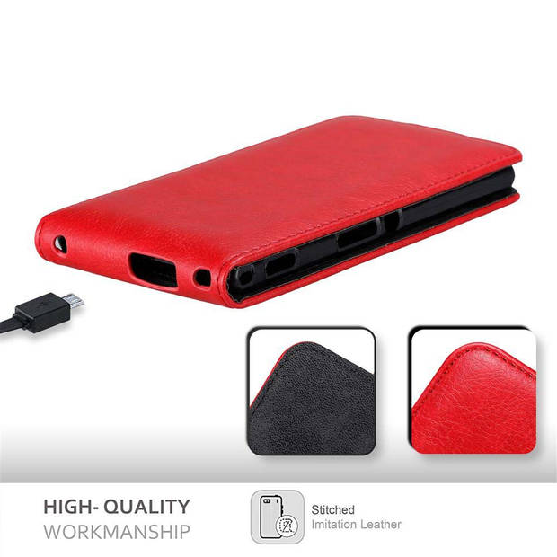 Cadorabo Hoesje geschikt voor Sony Xperia M2 / M2 AQUA in APPEL ROOD - Beschermhoes Flip Case Cover magnetische sluiting