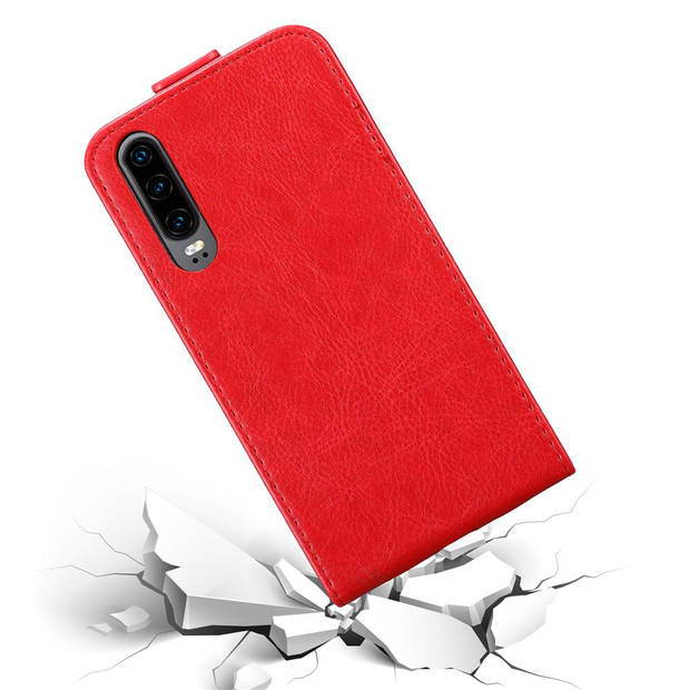 Cadorabo Hoesje geschikt voor Huawei P30 in APPEL ROOD - Beschermhoes Flip Case Cover magnetische sluiting