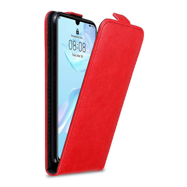 Cadorabo Hoesje geschikt voor Huawei P30 in APPEL ROOD - Beschermhoes Flip Case Cover magnetische sluiting