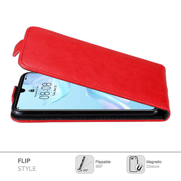 Cadorabo Hoesje geschikt voor Huawei P30 in APPEL ROOD - Beschermhoes Flip Case Cover magnetische sluiting