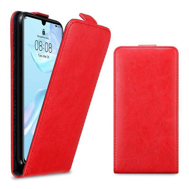 Cadorabo Hoesje geschikt voor Huawei P30 in APPEL ROOD - Beschermhoes Flip Case Cover magnetische sluiting