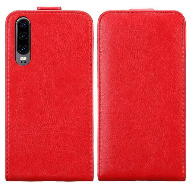 Cadorabo Hoesje geschikt voor Huawei P30 in APPEL ROOD - Beschermhoes Flip Case Cover magnetische sluiting