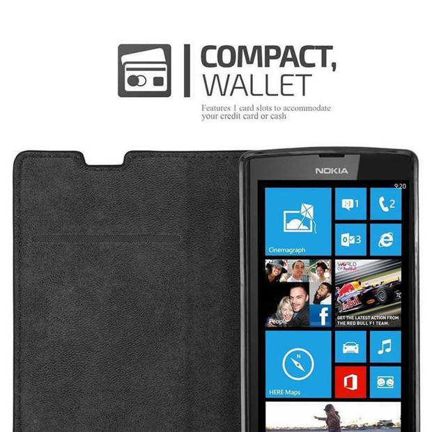 Cadorabo Hoesje geschikt voor Nokia Lumia 520 / 521 in ZWARTE NACHT - Beschermhoes Case magnetische sluiting Cover