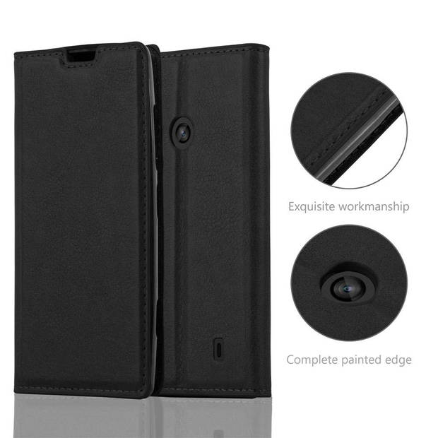 Cadorabo Hoesje geschikt voor Nokia Lumia 520 / 521 in ZWARTE NACHT - Beschermhoes Case magnetische sluiting Cover