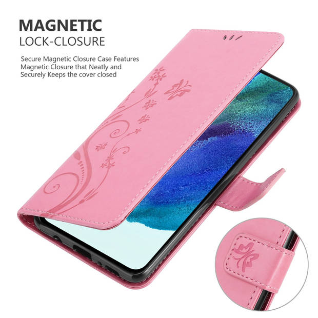 Cadorabo Hoesje geschikt voor Samsung Galaxy S22 in BLOEMEN ROZE - Beschermhoes Case Cover Bloemen magnetische sluiting