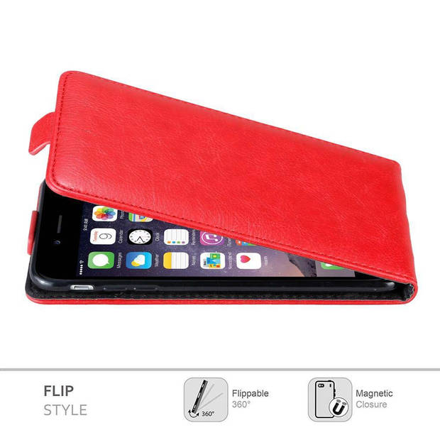 Cadorabo Hoesje geschikt voor Apple iPhone 6 PLUS / 6S PLUS in APPEL ROOD - Beschermhoes Flip Case Cover magnetische