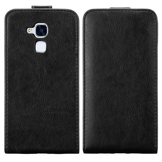 Cadorabo Hoesje geschikt voor Honor 5C in ZWARTE NACHT - Beschermhoes Flip Case Cover magnetische sluiting