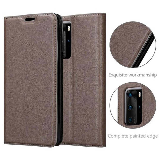 Cadorabo Hoesje geschikt voor Huawei P40 PRO / P40 PRO+ in KOFFIE BRUIN - Beschermhoes Case magnetische sluiting Cover