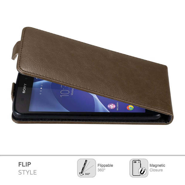 Cadorabo Hoesje geschikt voor Sony Xperia Z2 in KOFFIE BRUIN - Beschermhoes Flip Case Cover magnetische sluiting