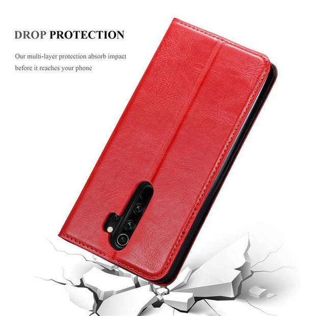 Cadorabo Hoesje geschikt voor Xiaomi RedMi NOTE 8 PRO in APPEL ROOD - Beschermhoes Case magnetische sluiting Cover