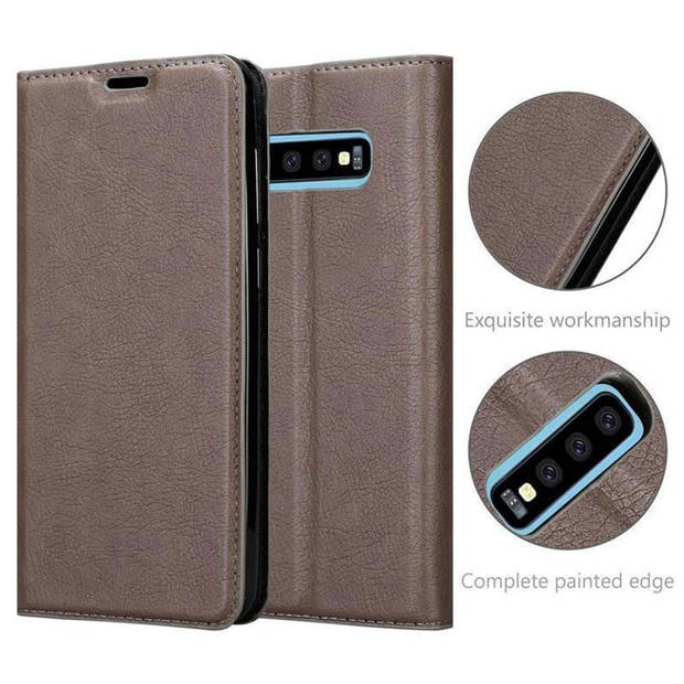 Cadorabo Hoesje geschikt voor Samsung Galaxy S10 4G in KOFFIE BRUIN - Beschermhoes Case magnetische sluiting Cover