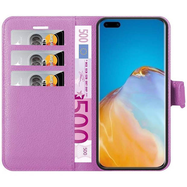 Cadorabo Hoesje geschikt voor Huawei P40 PRO / P40 PRO+ in MANGAAN PAARS - Beschermhoes Cover magnetische sluiting Case