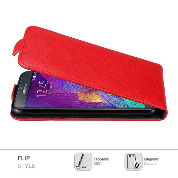 Cadorabo Hoesje geschikt voor Samsung Galaxy NOTE 4 in APPEL ROOD - Beschermhoes Flip Case Cover magnetische sluiting