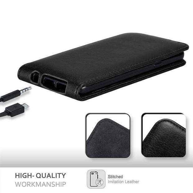 Cadorabo Hoesje geschikt voor Samsung Galaxy A3 2016 in ZWARTE NACHT - Beschermhoes Flip Case Cover magnetische sluiting