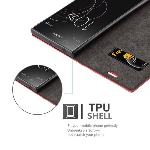 Cadorabo Hoesje geschikt voor Sony Xperia XZ1 in APPEL ROOD - Beschermhoes Case magnetische sluiting Cover