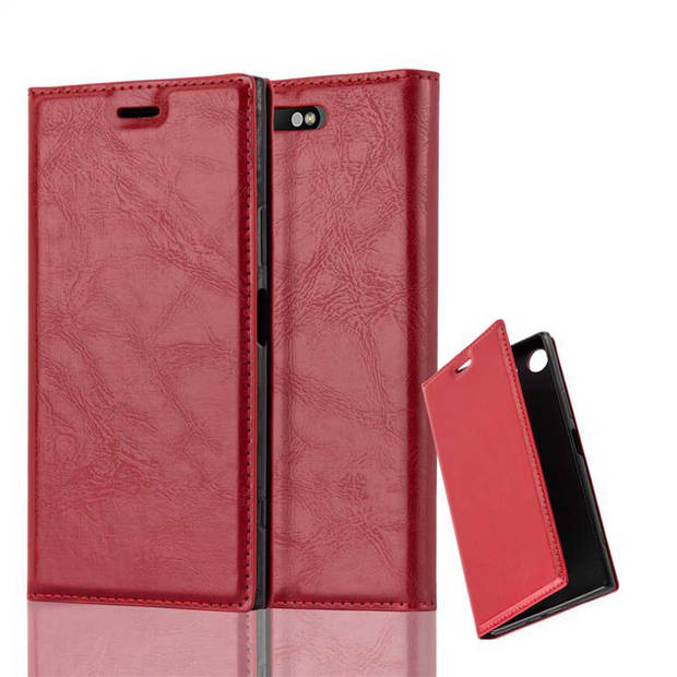 Cadorabo Hoesje geschikt voor Sony Xperia XZ1 in APPEL ROOD - Beschermhoes Case magnetische sluiting Cover