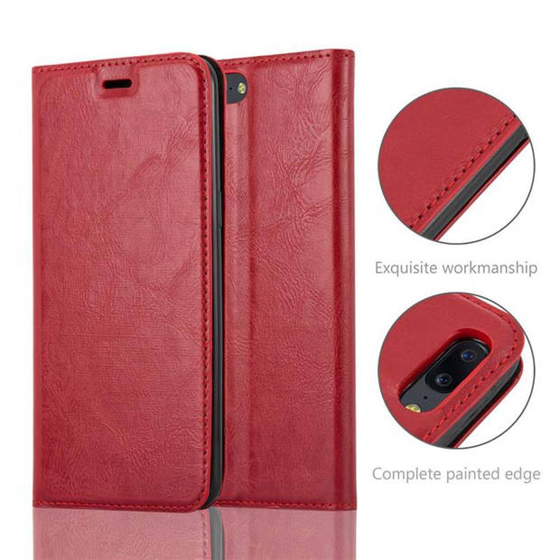 Cadorabo Hoesje geschikt voor OnePlus 5 in APPEL ROOD - Beschermhoes Case magnetische sluiting Cover