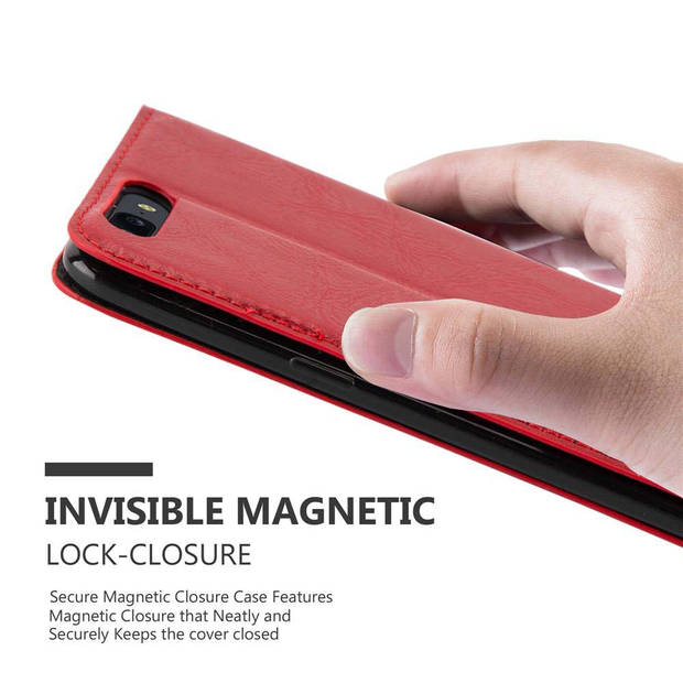 Cadorabo Hoesje geschikt voor OnePlus 5 in APPEL ROOD - Beschermhoes Case magnetische sluiting Cover