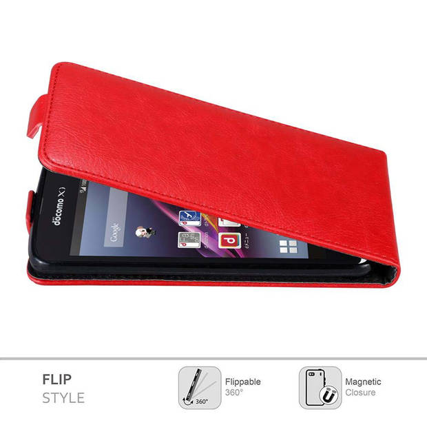 Cadorabo Hoesje geschikt voor Sony Xperia Z1 COMPACT in APPEL ROOD - Beschermhoes Flip Case Cover magnetische sluiting