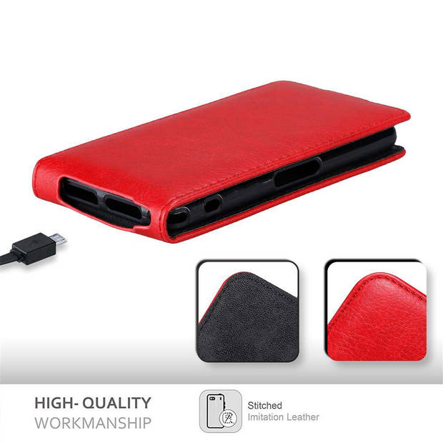 Cadorabo Hoesje geschikt voor Sony Xperia Z1 COMPACT in APPEL ROOD - Beschermhoes Flip Case Cover magnetische sluiting