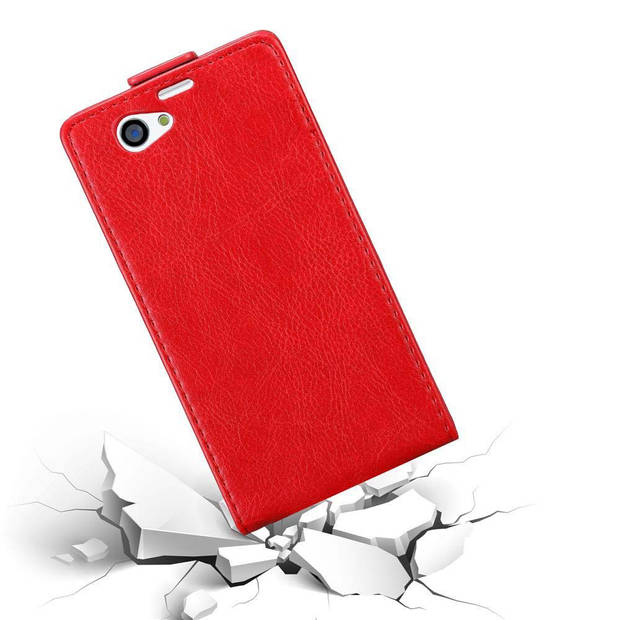 Cadorabo Hoesje geschikt voor Sony Xperia Z1 COMPACT in APPEL ROOD - Beschermhoes Flip Case Cover magnetische sluiting