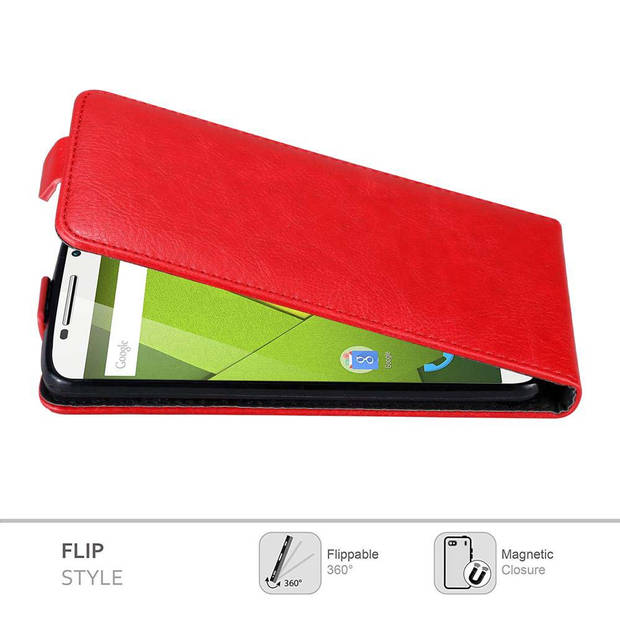 Cadorabo Hoesje geschikt voor Motorola MOTO X PLAY in APPEL ROOD - Beschermhoes Flip Case Cover magnetische sluiting