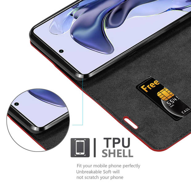 Cadorabo Hoesje geschikt voor Xiaomi 11T / 11T PRO in APPEL ROOD - Beschermhoes Case magnetische sluiting Cover