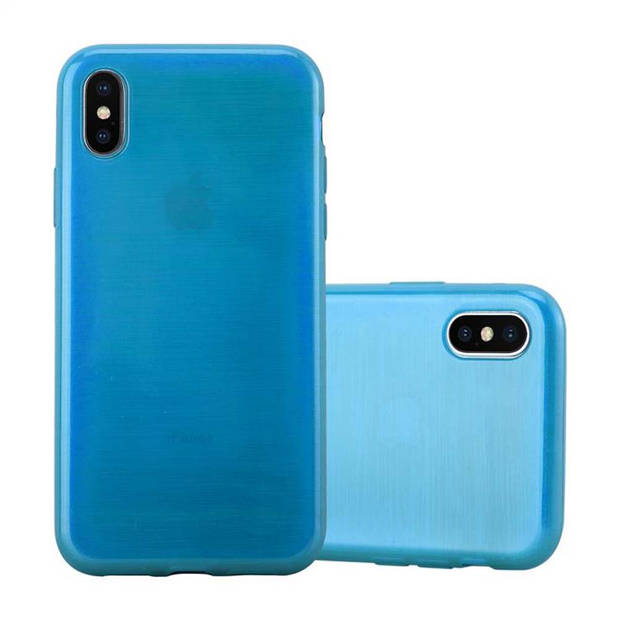 Cadorabo Hoesje geschikt voor Apple iPhone X / XS in TURKOOIS - Beschermhoes TPU silicone Case Cover Brushed