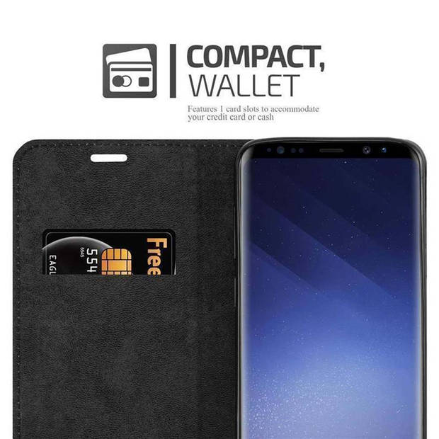 Cadorabo Hoesje geschikt voor Samsung Galaxy S9 PLUS in ZWARTE NACHT - Beschermhoes Case magnetische sluiting Cover