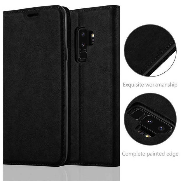 Cadorabo Hoesje geschikt voor Samsung Galaxy S9 PLUS in ZWARTE NACHT - Beschermhoes Case magnetische sluiting Cover