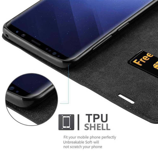 Cadorabo Hoesje geschikt voor Samsung Galaxy S9 PLUS in ZWARTE NACHT - Beschermhoes Case magnetische sluiting Cover