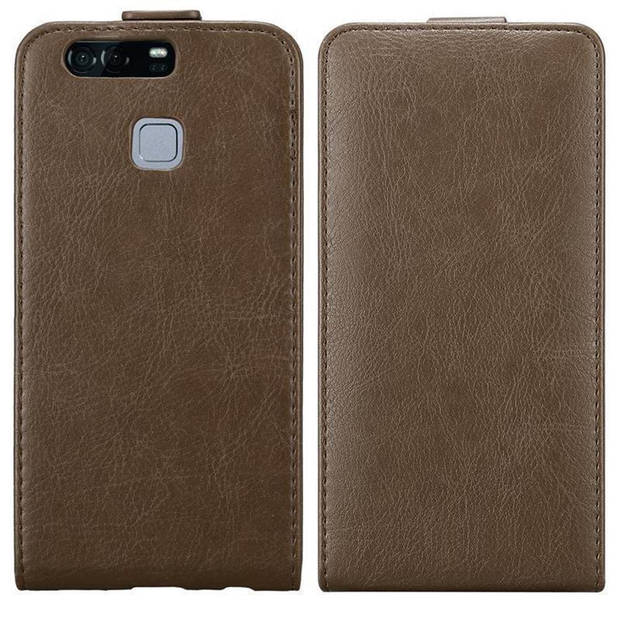 Cadorabo Hoesje geschikt voor Huawei P9 PLUS in KOFFIE BRUIN - Beschermhoes Flip Case Cover magnetische sluiting