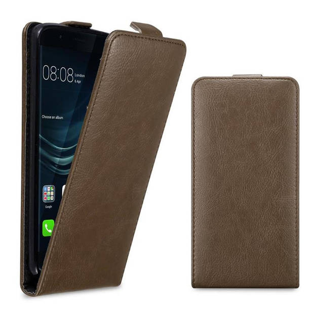 Cadorabo Hoesje geschikt voor Huawei P9 PLUS in KOFFIE BRUIN - Beschermhoes Flip Case Cover magnetische sluiting