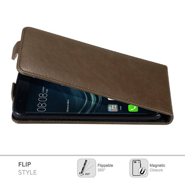 Cadorabo Hoesje geschikt voor Huawei P9 PLUS in KOFFIE BRUIN - Beschermhoes Flip Case Cover magnetische sluiting