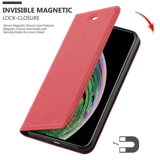 Cadorabo Hoesje geschikt voor Apple iPhone XS MAX in APPEL ROOD - Beschermhoes Case magnetische sluiting Cover