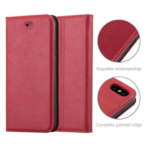 Cadorabo Hoesje geschikt voor Apple iPhone XS MAX in APPEL ROOD - Beschermhoes Case magnetische sluiting Cover