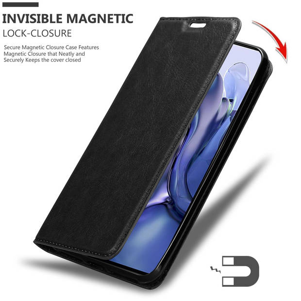 Cadorabo Hoesje geschikt voor Xiaomi 11T / 11T PRO in ZWARTE NACHT - Beschermhoes Case magnetische sluiting Cover