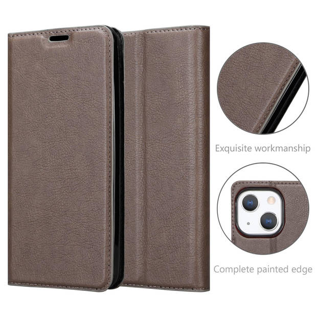 Cadorabo Hoesje geschikt voor Apple iPhone 13 in KOFFIE BRUIN - Beschermhoes Case magnetische sluiting Cover