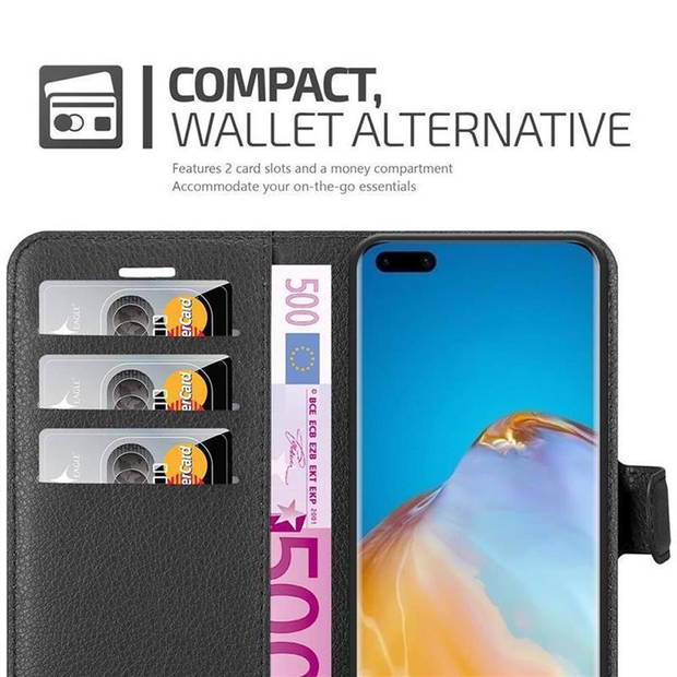 Cadorabo Hoesje geschikt voor Huawei P40 PRO / P40 PRO+ in PHANTOM ZWART - Beschermhoes Cover magnetische sluiting Case