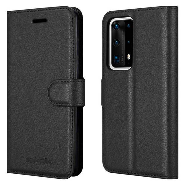 Cadorabo Hoesje geschikt voor Huawei P40 PRO / P40 PRO+ in PHANTOM ZWART - Beschermhoes Cover magnetische sluiting Case