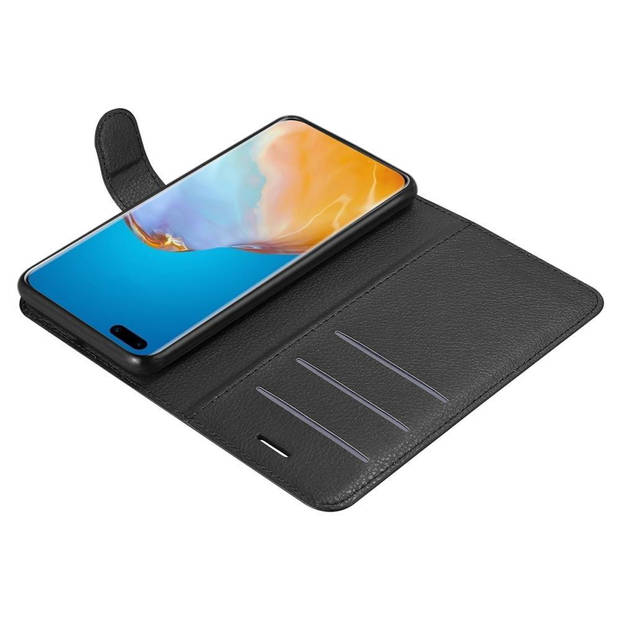 Cadorabo Hoesje geschikt voor Huawei P40 PRO / P40 PRO+ in PHANTOM ZWART - Beschermhoes Cover magnetische sluiting Case