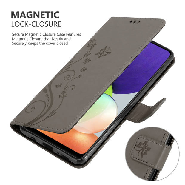 Cadorabo Hoesje geschikt voor Samsung Galaxy A22 4G / M22 / M32 4G in BLOEMEN GRIJS - Beschermhoes Case Cover Bloemen