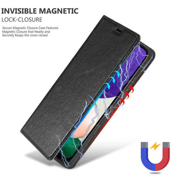 Cadorabo Hoesje geschikt voor Samsung Galaxy A22 5G in ZWARTE NACHT - Beschermhoes Case magnetische sluiting Cover