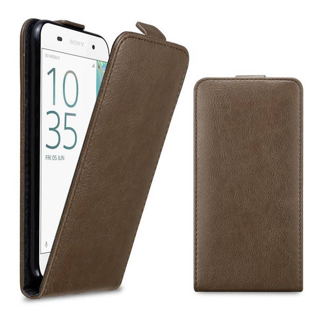 Cadorabo Hoesje geschikt voor Sony Xperia E5 in KOFFIE BRUIN - Beschermhoes Flip Case Cover magnetische sluiting